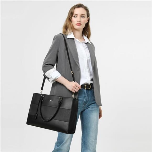 3pc Sets Laptop Bag for Women,15.6 Inch Work Tote Bags Waterproof Leather - Picture 4 of 7